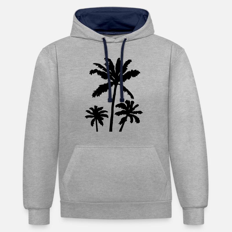 Coucher de soleil Palm Silhouette - Sweat à capuche contrasté - gris chiné/bleu marine