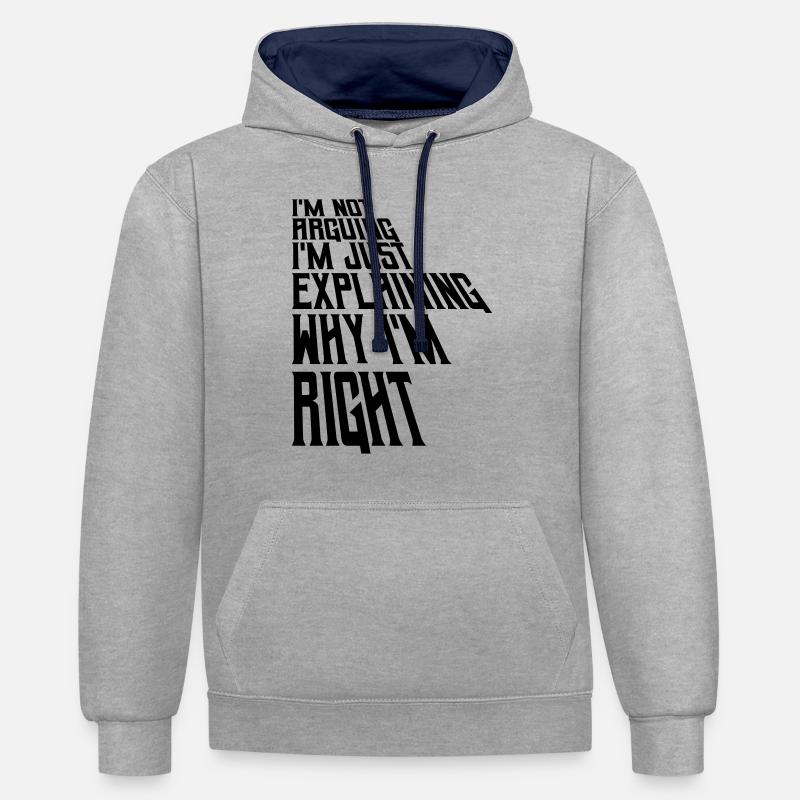 Je ne discute pas - Sweat à capuche contrasté - gris chiné/bleu marine