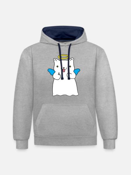 Mischievous angel - Contrast hoodie - heather grey/navy
