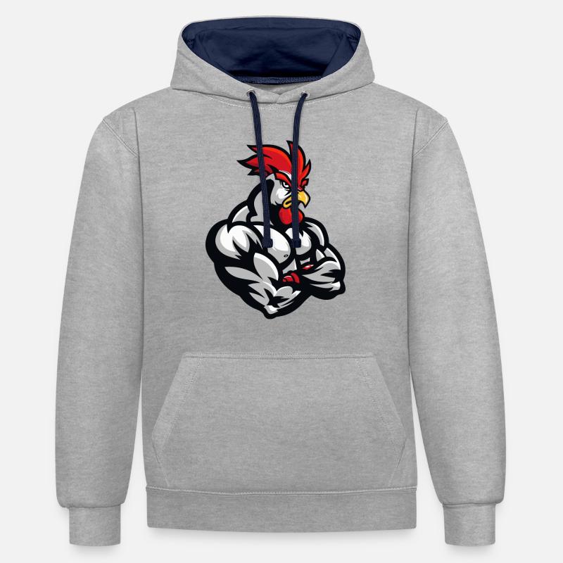 Hahn Comic - Kontrast-Hoodie - Grau meliert/Navy