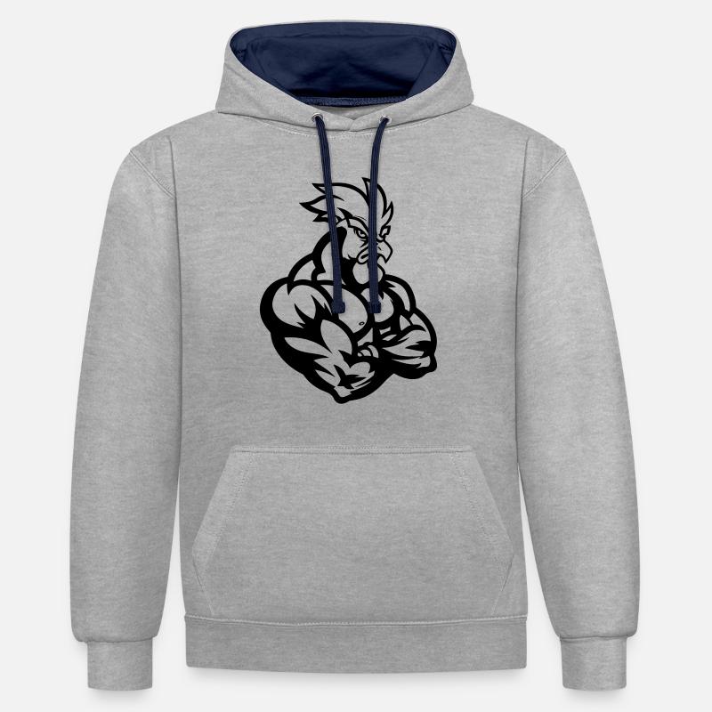 Hahn Comic - Kontrast-Hoodie - Grau meliert/Navy