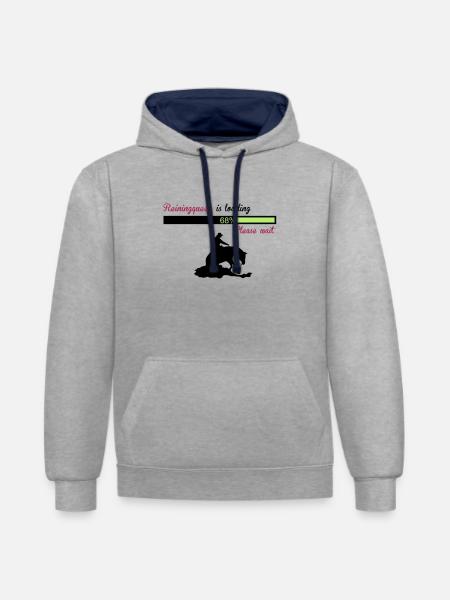 Reiningqueen is loading - Kontrast-Hoodie - Grau meliert/Navy