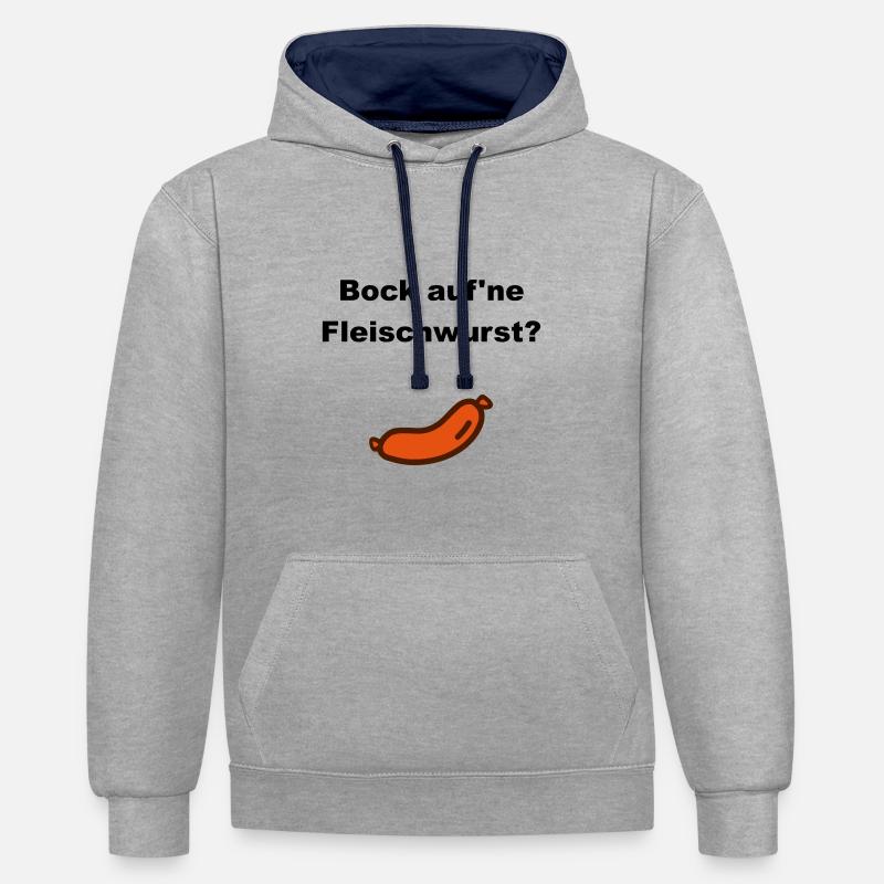 Bock auf'ne Fleischwurst? (Wurst) - Kontrast-Hoodie - Grau meliert/Navy