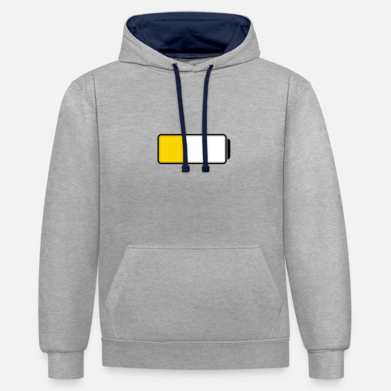 Battery (half-full / half-empty - 40%) - Kontrast-Hoodie - Grau meliert/Navy