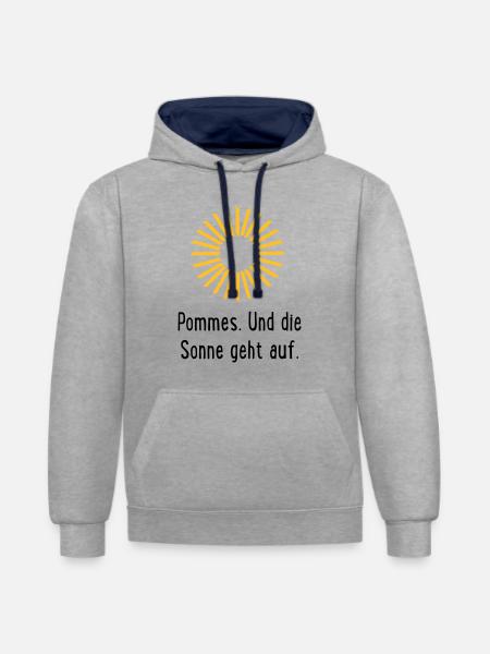 Frites - Sweat à capuche contrasté - gris chiné/bleu marine