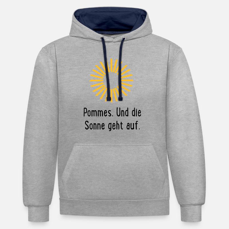 Frites - Sweat à capuche contrasté - gris chiné/bleu marine