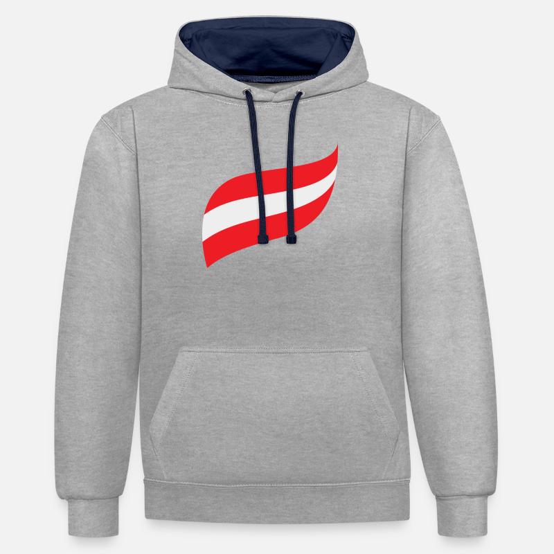 Drapeau de l’Autriche - Sweat à capuche contrasté - gris chiné/bleu marine
