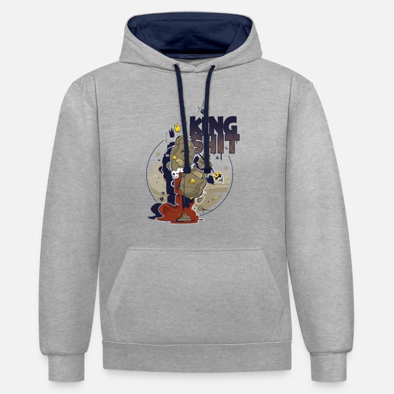 King Shit - Sweat à capuche contrasté - gris chiné/bleu marine