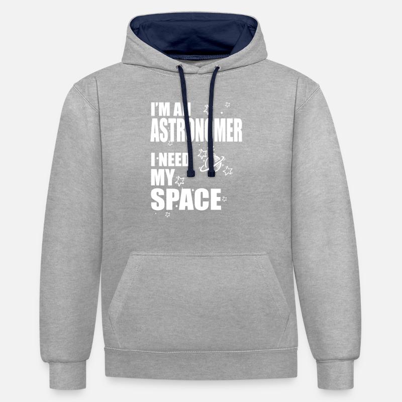 Astronome, étudiant en astronomie - Sweat à capuche contrasté - gris chiné/bleu marine