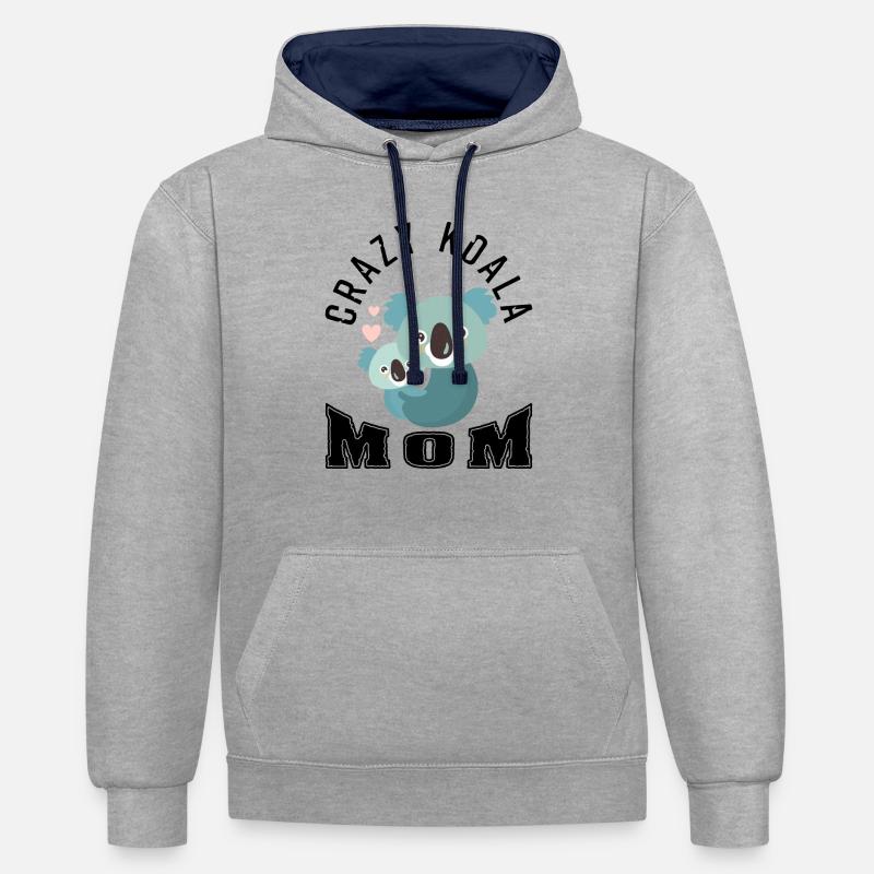 Folle koala maman - Sweat à capuche contrasté - gris chiné/bleu marine