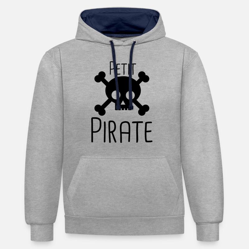 petit pirate - Sweat à capuche contrasté - gris chiné/bleu marine