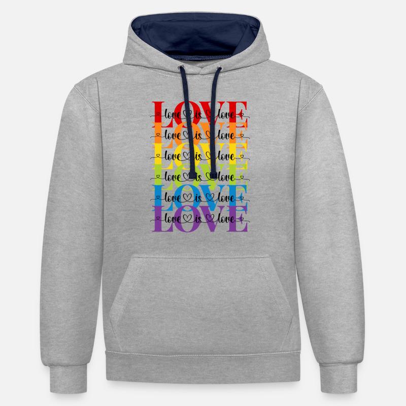 l’amour est amour - Sweat à capuche contrasté - gris chiné/bleu marine
