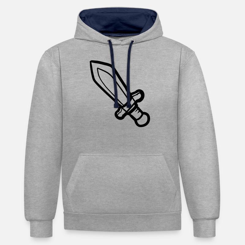 Épée - Sweat à capuche contrasté - gris chiné/bleu marine