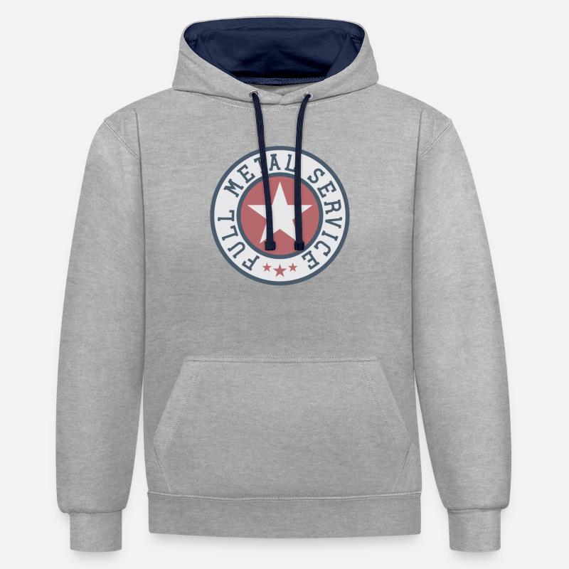 Service complet de métal - Sweat à capuche contrasté - gris chiné/bleu marine