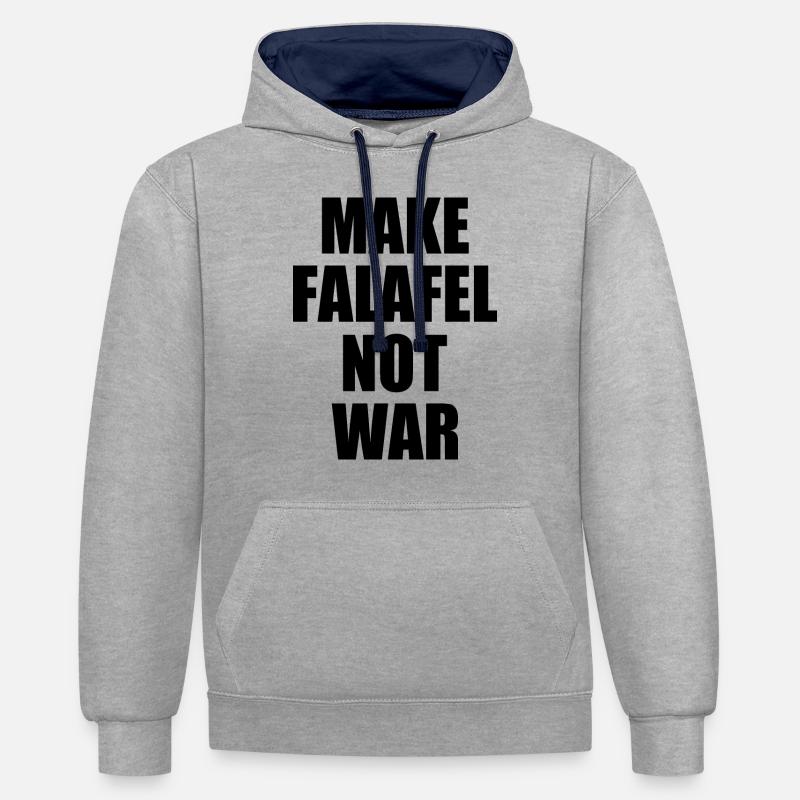 Make falafel not war - Sweat à capuche contrasté - gris chiné/bleu marine