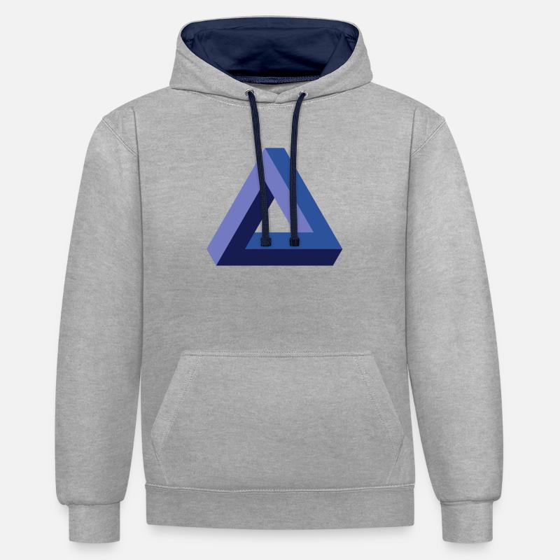 Triangle illusion d'optique - Sweat à capuche contrasté - gris chiné/bleu marine