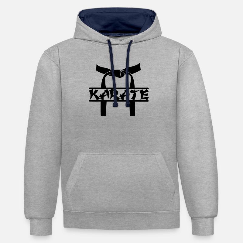 Prix de karaté OBI - Sweat à capuche contrasté - gris chiné/bleu marine