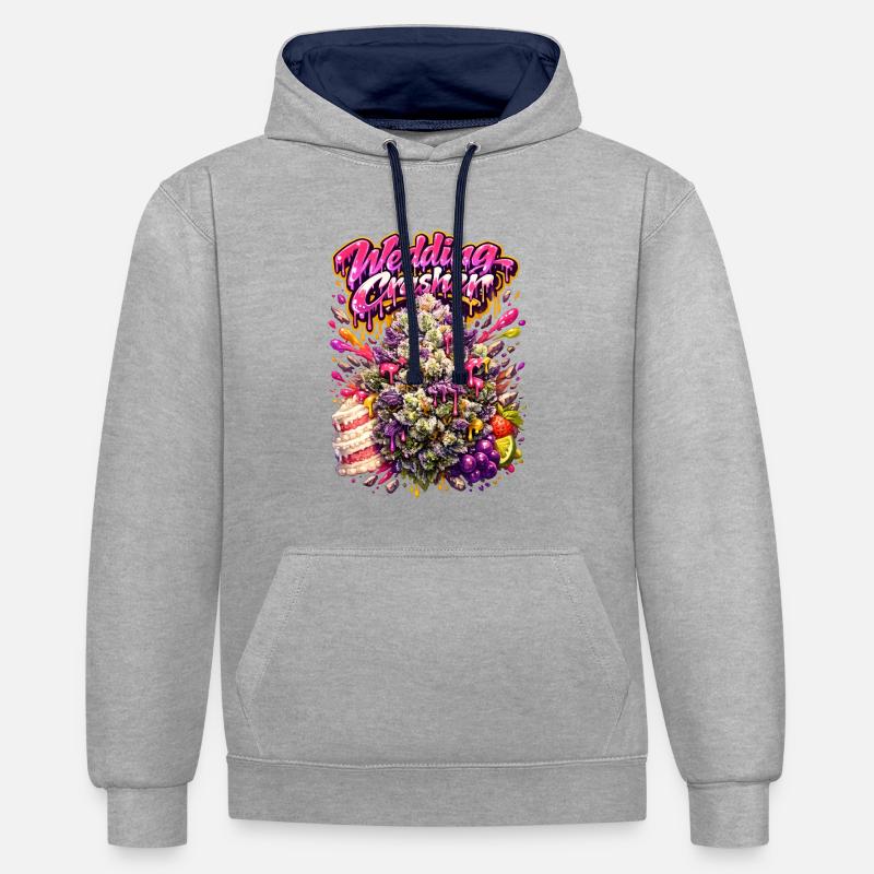 Graffiti Wedding Crasher Gravure d’art - Sweat à capuche contrasté - gris chiné/bleu marine