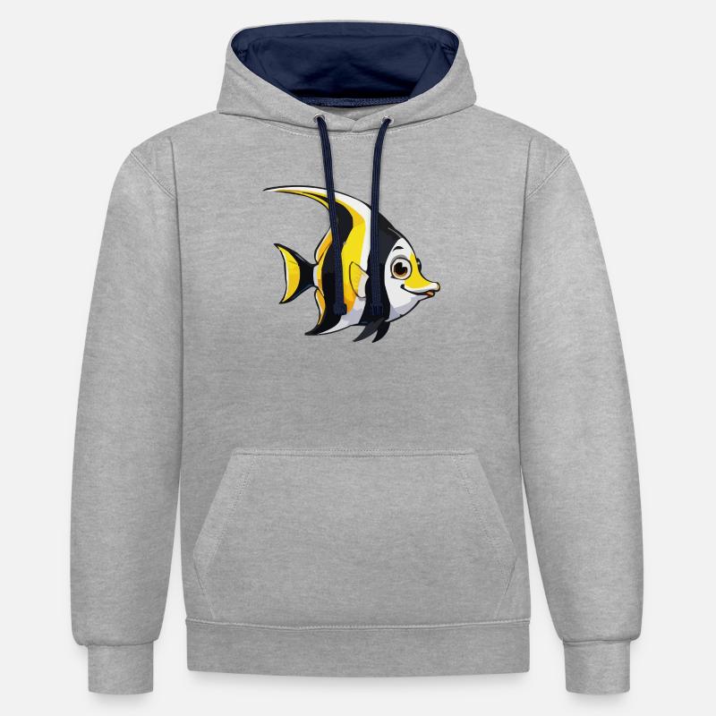 Tropical Fish Comic - Sweat à capuche contrasté - gris chiné/bleu marine