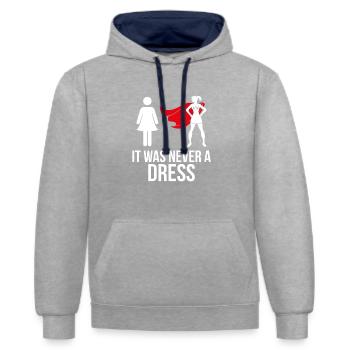 Frauen T-shirt Umhang Geschenk Emanze lustig - Kontrast-Hoodie - Grau meliert/Navy - Vorne - Liana (172cm) & Jaron (178cm)