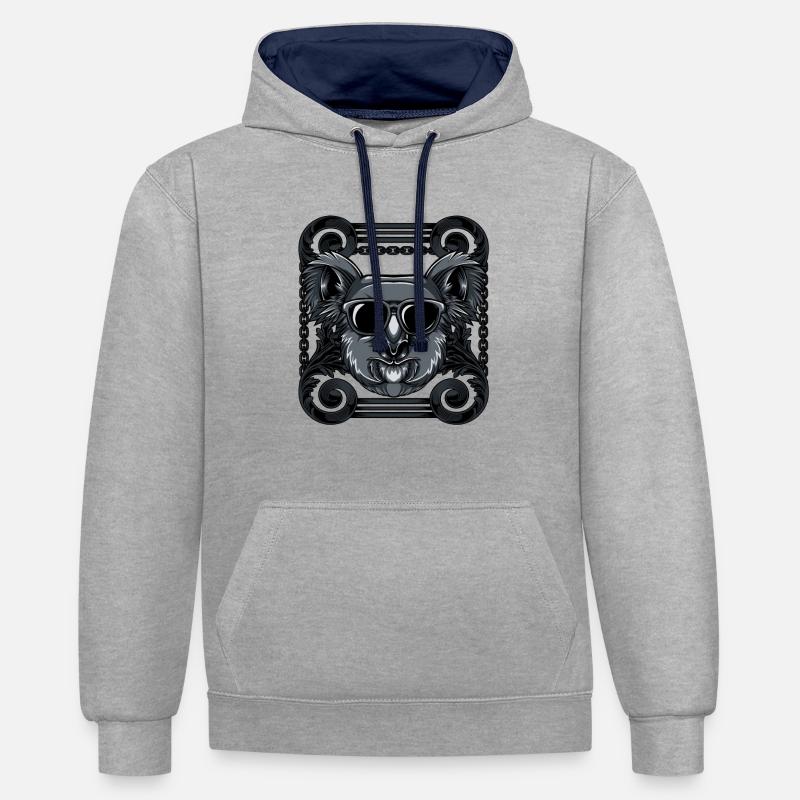 Koala - Sweat à capuche contrasté - gris chiné/bleu marine