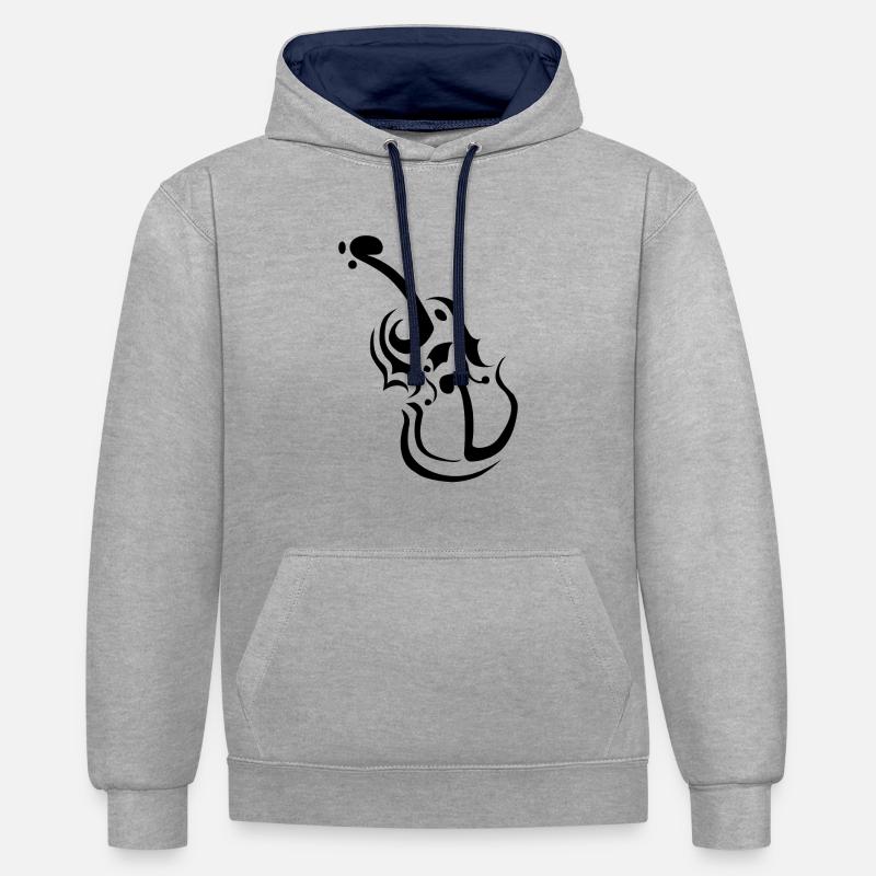 Notes de violon - Sweat à capuche contrasté - gris chiné/bleu marine