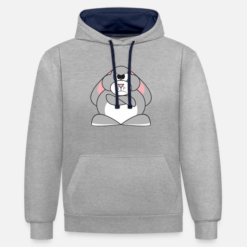 Sulk bunny - Sweat à capuche contrasté - gris chiné/bleu marine