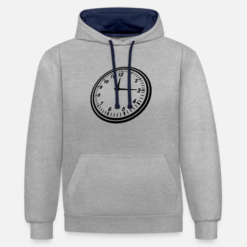 clock_design_yu1 - Sweat à capuche contrasté - gris chiné/bleu marine