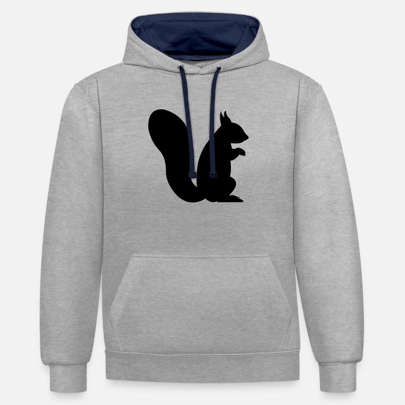 écureuil - Sweat à capuche contrasté - gris chiné/bleu marine