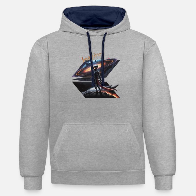 Alien interdimensionnel - Sweat à capuche contrasté - gris chiné/bleu marine
