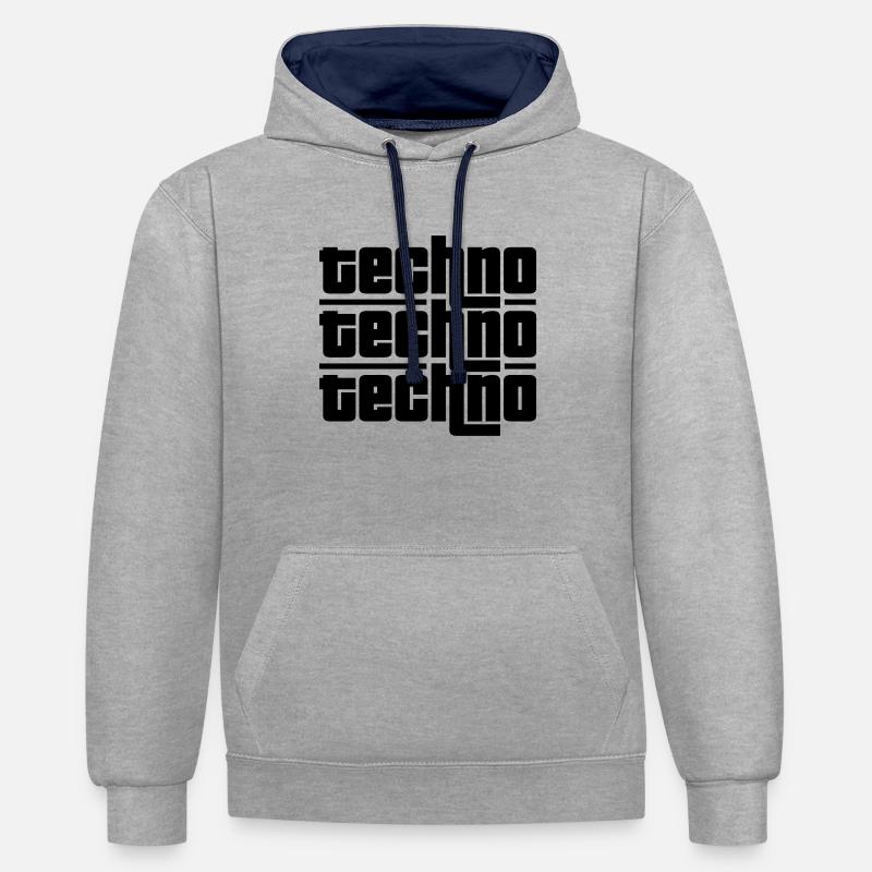 Techno Techno Techno - Kontrast-Hoodie - Grau meliert/Navy