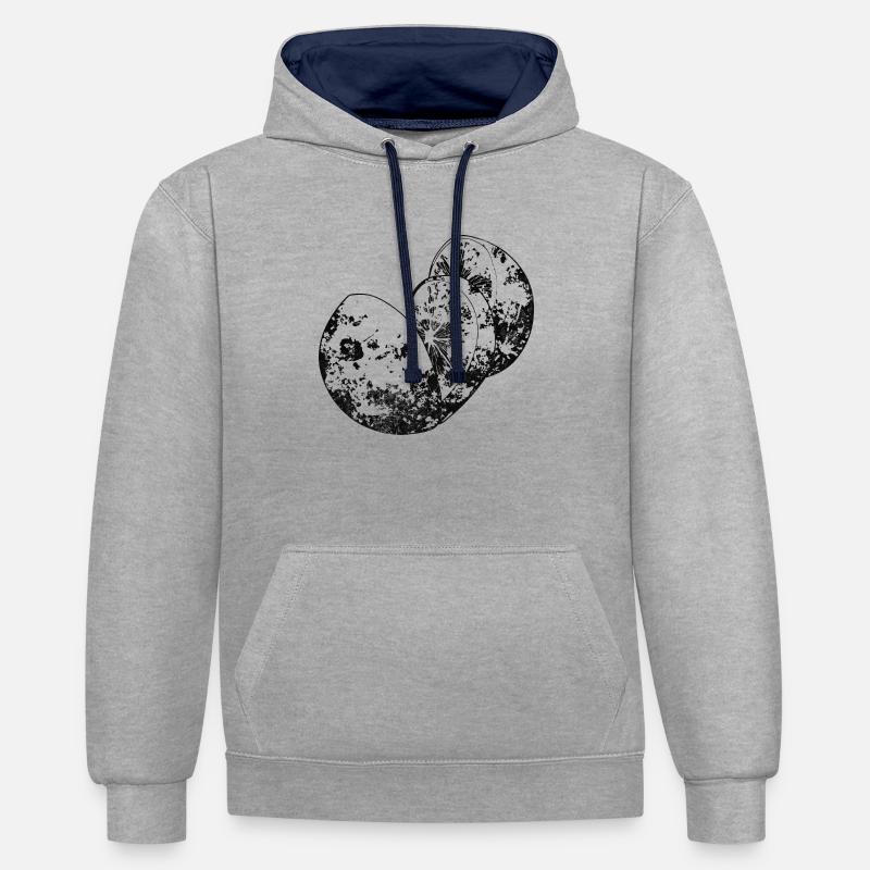 La lune est un fruit - Sweat à capuche contrasté - gris chiné/bleu marine