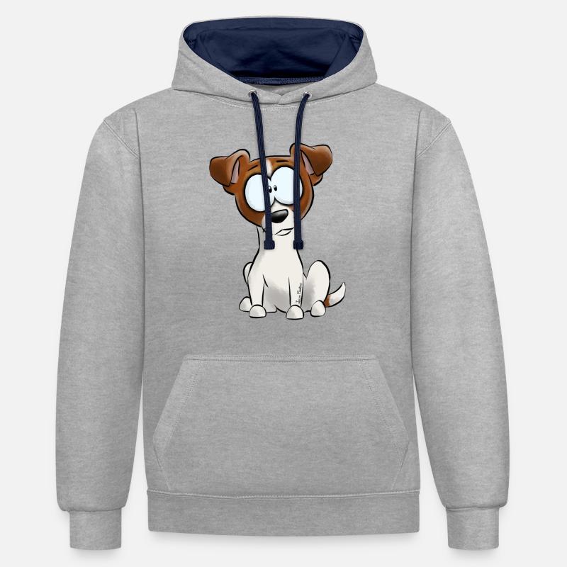 Ich bin Jack-Russell-Terrier - Kontrast-Hoodie - Grau meliert/Navy