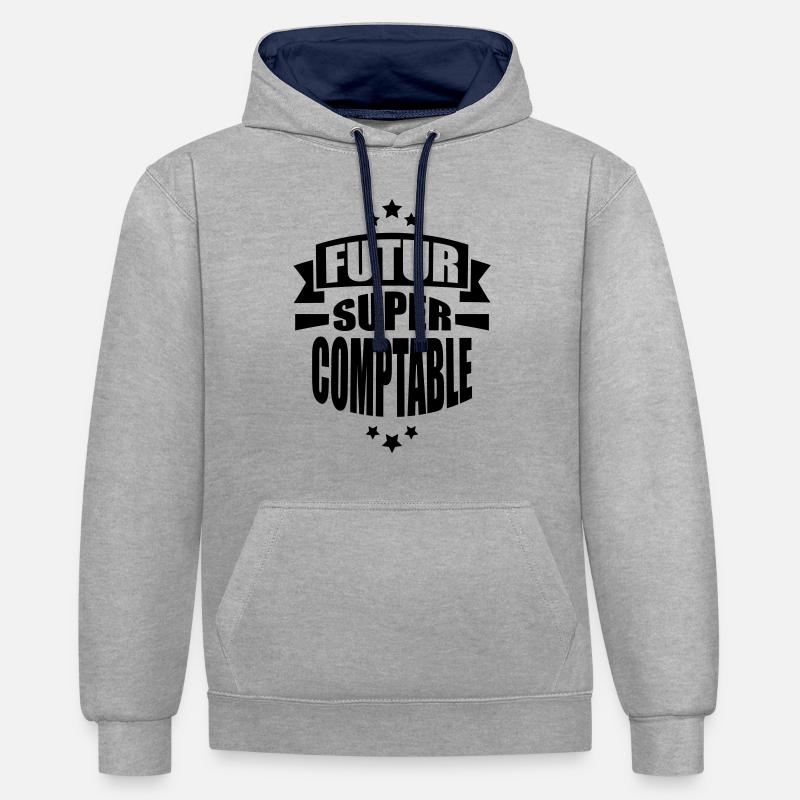 futur super comptable - Sweat à capuche contrasté - gris chiné/bleu marine