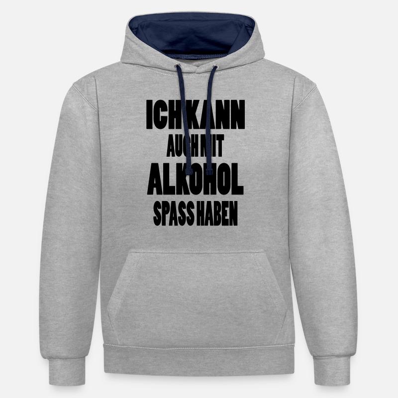 jouissance - Sweat à capuche contrasté - gris chiné/bleu marine