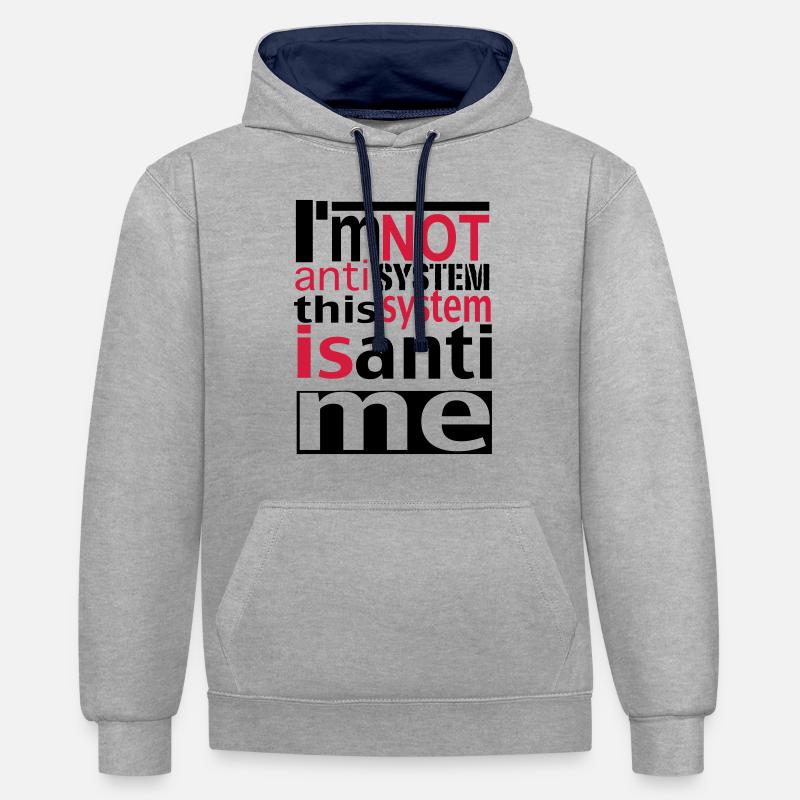 systeme - Sweat à capuche contrasté - gris chiné/bleu marine