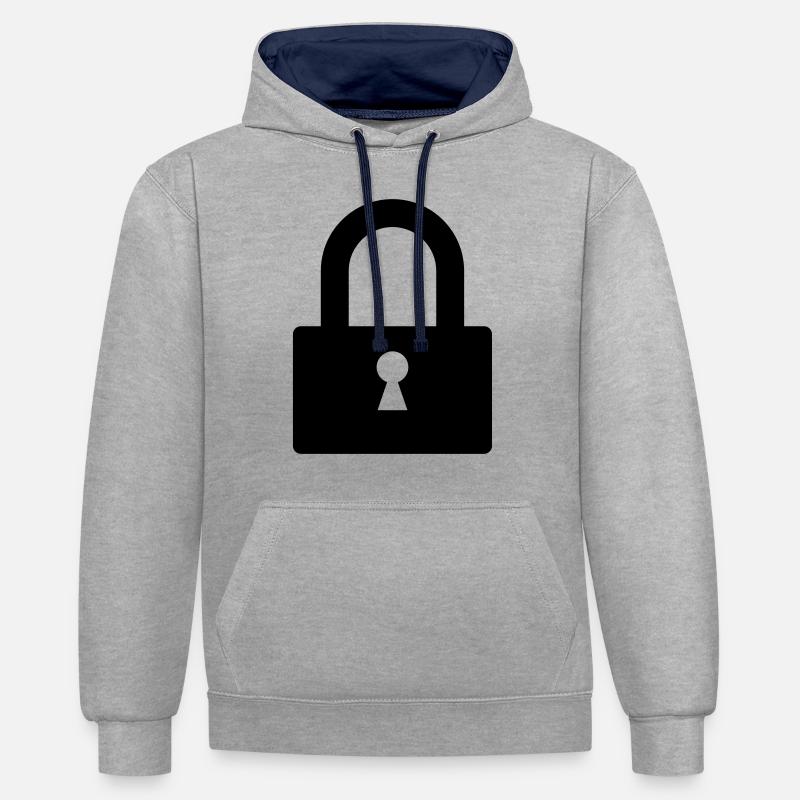 lock - Sweat à capuche contrasté - gris chiné/bleu marine