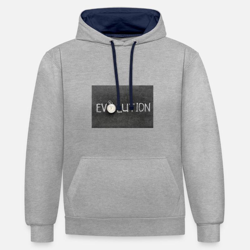 Evolution - Kontrast-Hoodie - Grau meliert/Navy