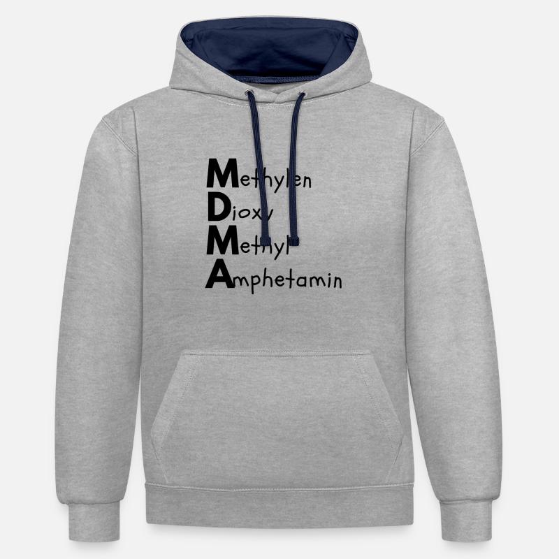 Méthylènedioxyméthylamphétamine - Sweat à capuche contrasté - gris chiné/bleu marine