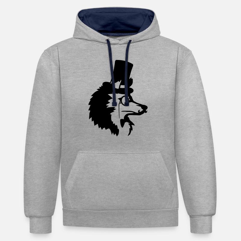 Cylindre Mr. Wolf Gentlemen - Sweat à capuche contrasté - gris chiné/bleu marine