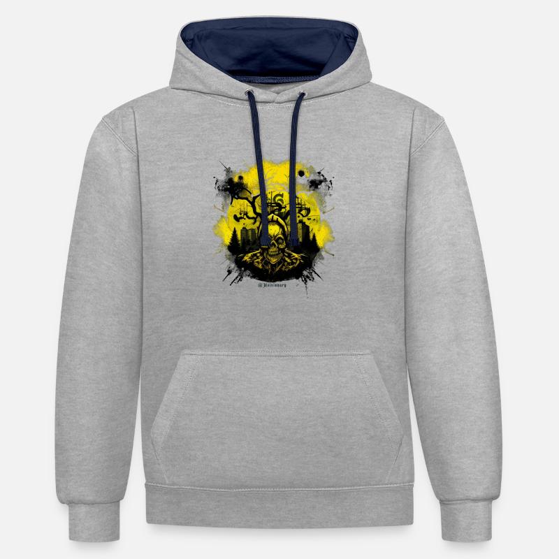 L’ de Tchernobyl par Mvisionary - Sweat à capuche contrasté - gris chiné/bleu marine