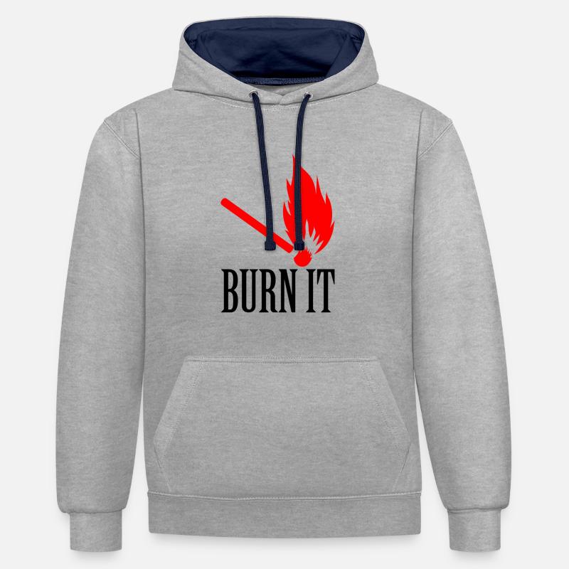 Burn it match - Sweat à capuche contrasté - gris chiné/bleu marine
