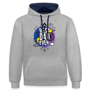 Bester Vater aller Zeiten - Kontrast-Hoodie - Grau meliert/Navy - Vorne - Liana (172cm) & Jaron (178cm)
