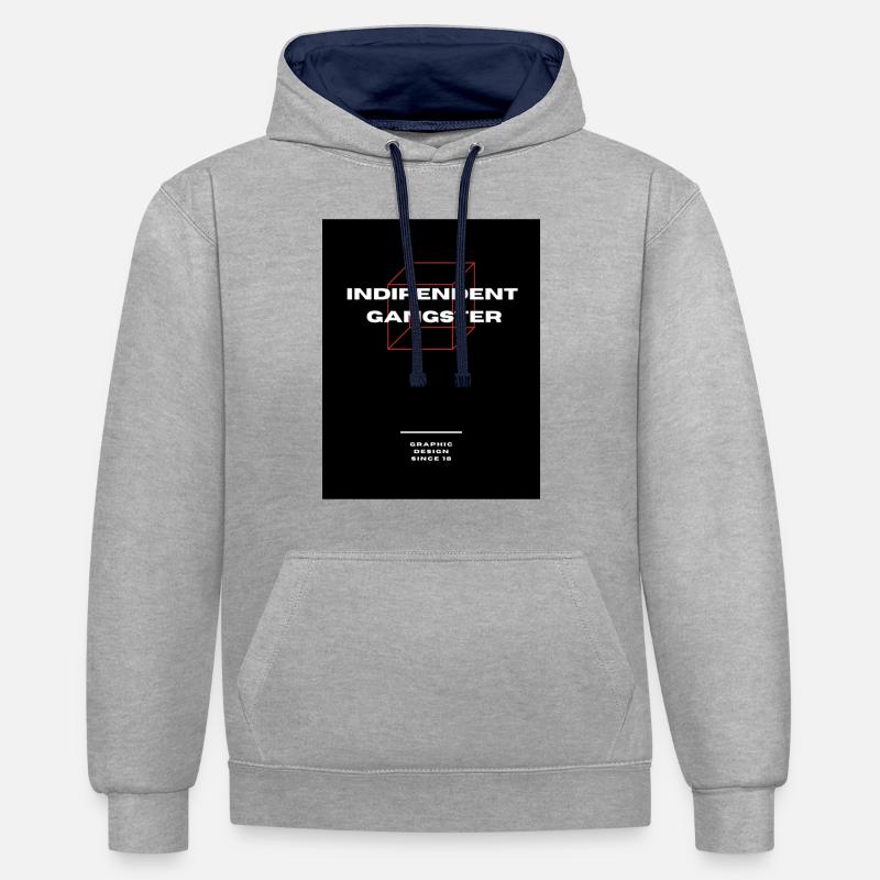 Design de gangster indépendant - Sweat à capuche contrasté - gris chiné/bleu marine