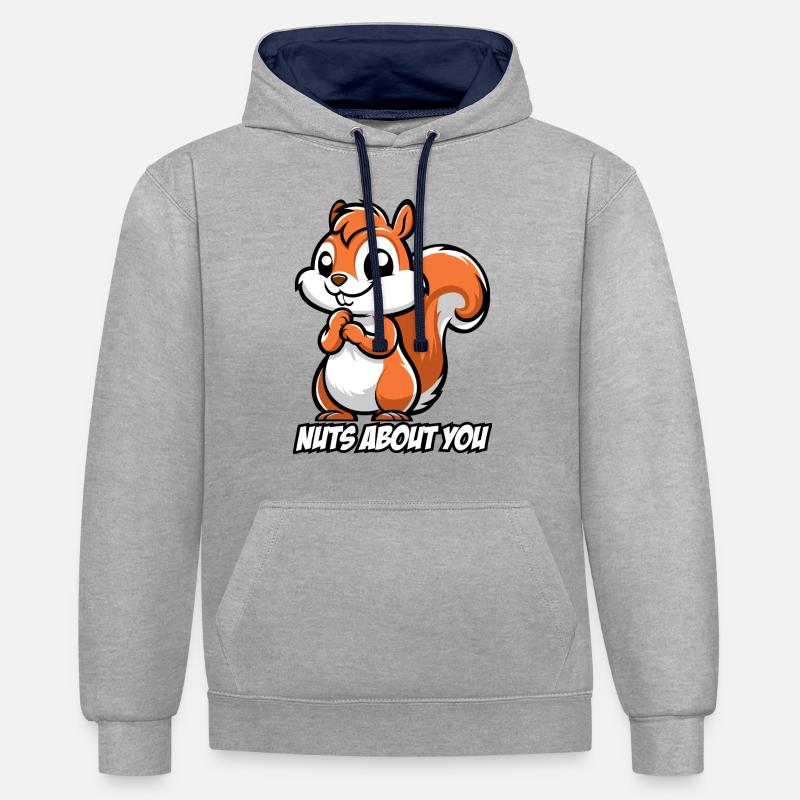 Noix de vous - Sweat à capuche contrasté - gris chiné/bleu marine