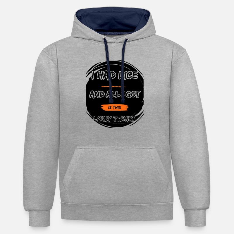 J’avais des poux - Sweat à capuche contrasté - gris chiné/bleu marine