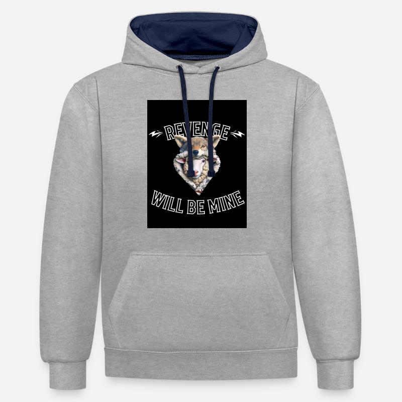 Rache wird mein sein - Kontrast-Hoodie - Grau meliert/Navy