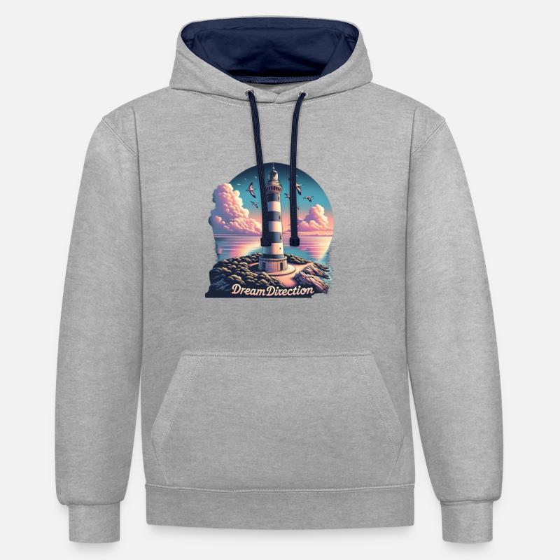 Dream direction - Sweat à capuche contrasté - gris chiné/bleu marine