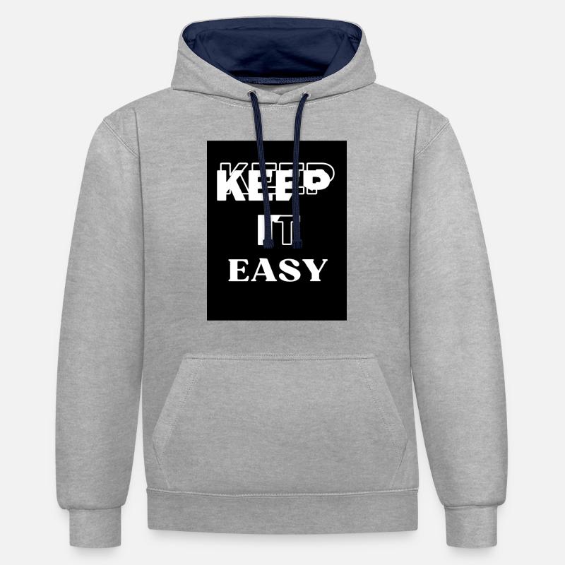 KEEP It EASY - Sweat à capuche contrasté - gris chiné/bleu marine