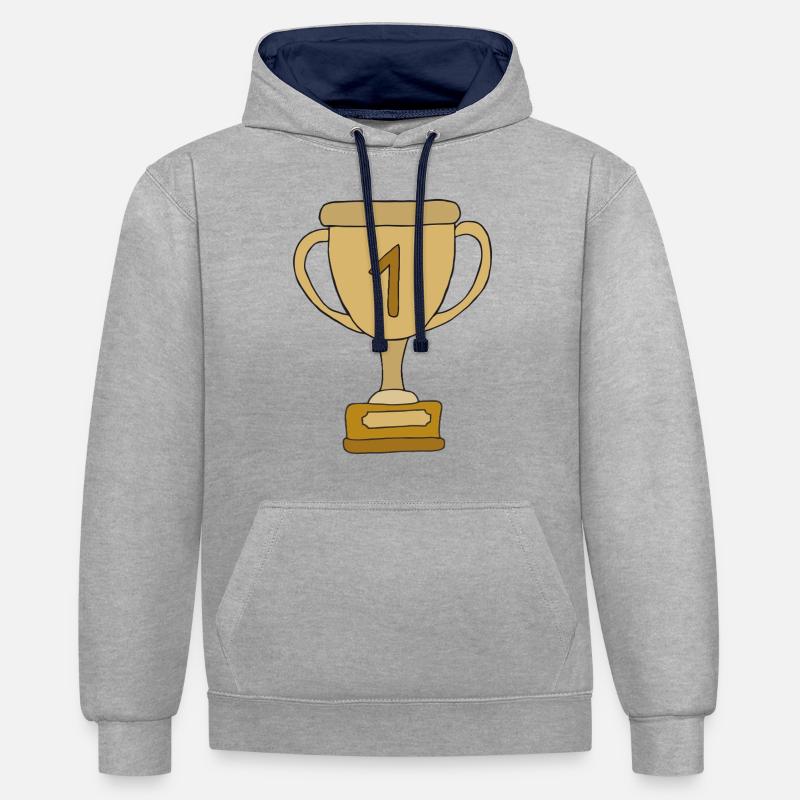 Première place dans la coupe - Sweat à capuche contrasté - gris chiné/bleu marine
